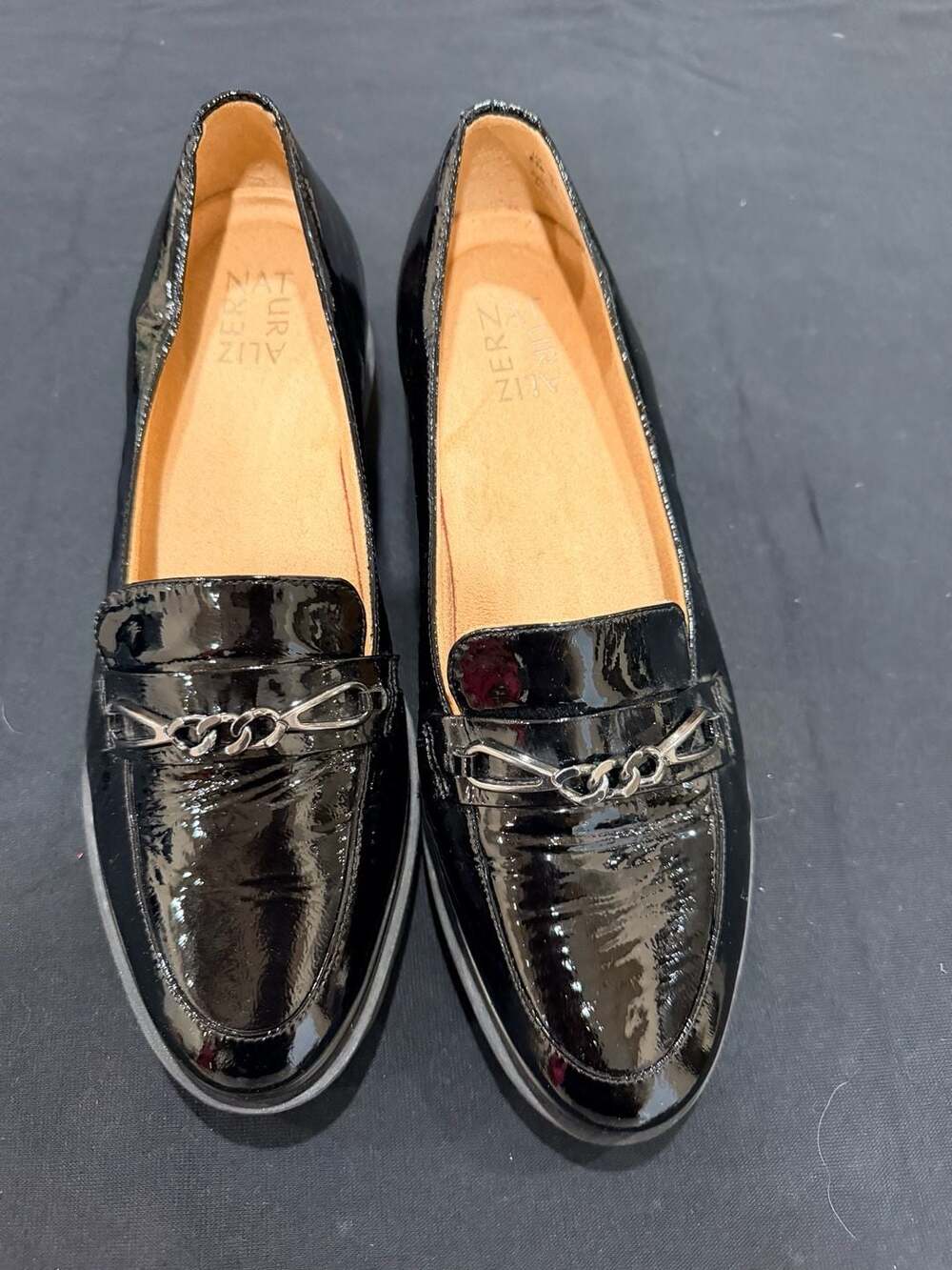 Naturalizer Women September Wedge Loafer Black Patent Leather Size 8.5M